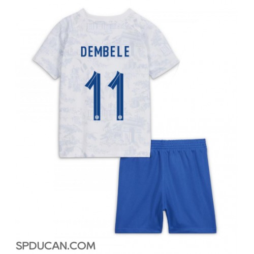 Dječji Nogometni Dres Francuska Ousmane Dembele #11 Gostujuci SP 2022 Kratak Rukav (+ Kratke hlače)